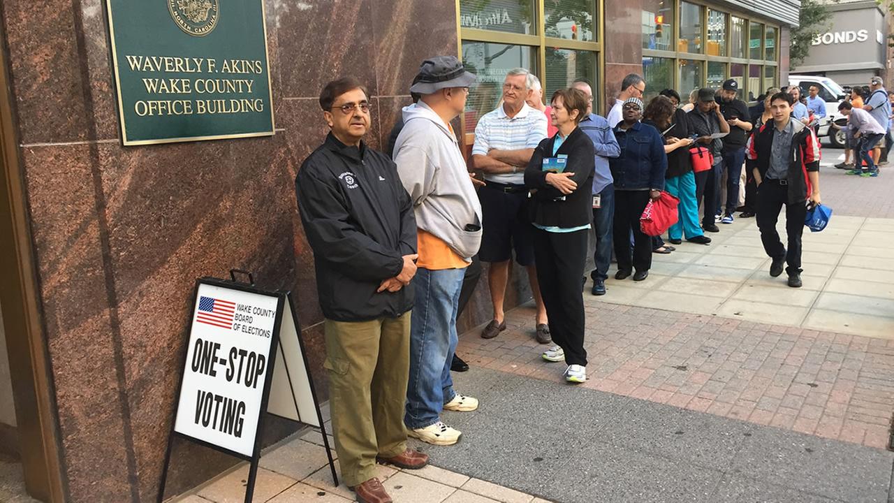 People line up for early voting in north carolina abc11