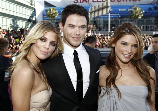 Actors, from left, AnnaLynne McCord, Kellan Lutz and Ashley Greene arrive at the premiere of 'The Twilight Saga: Eclipse' on Thursday, June 24, 2010 in Los Angeles.