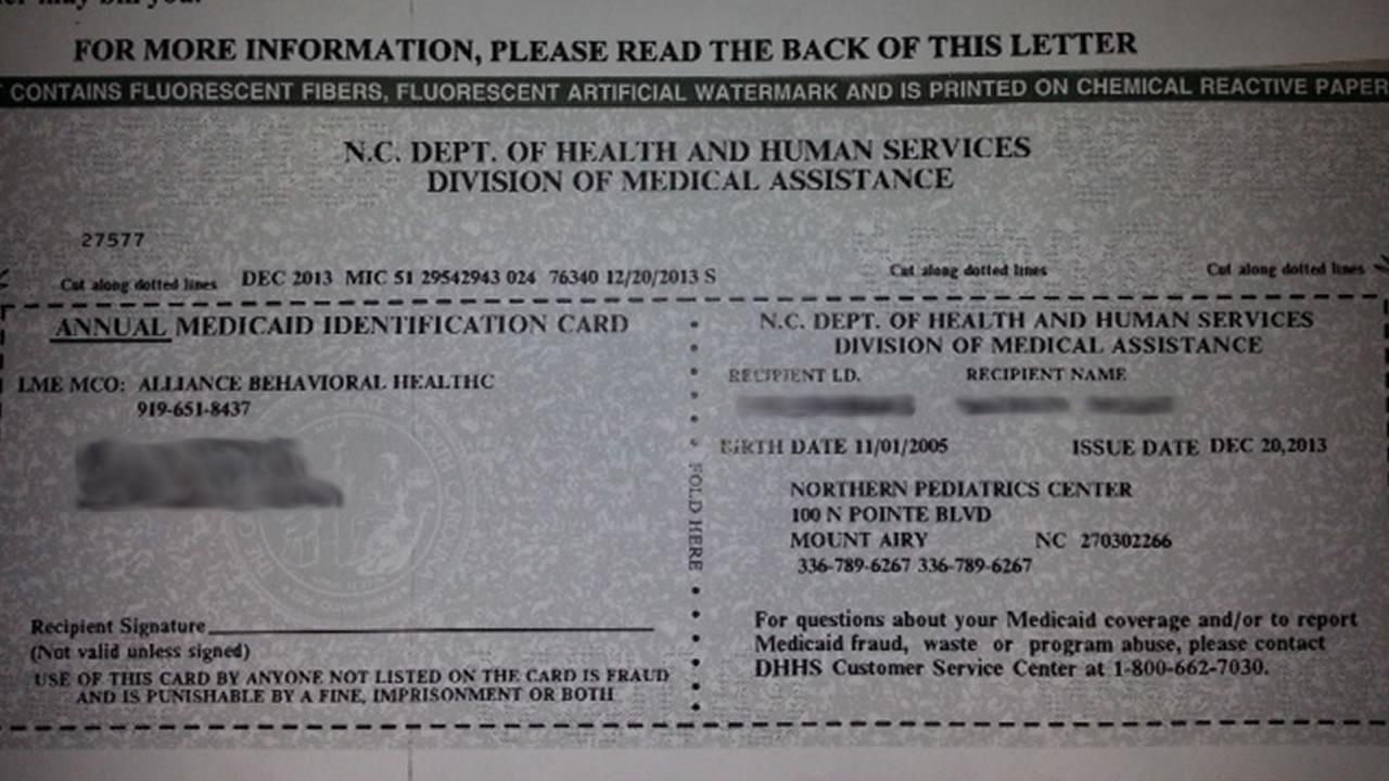 Recipients name. Medicaid Card.